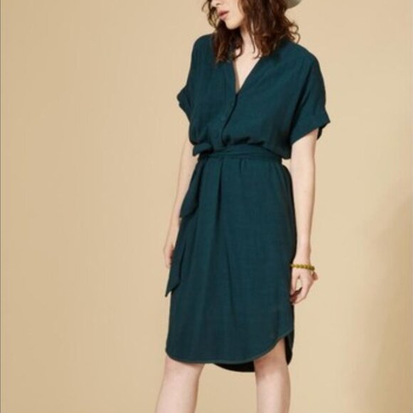 Elegant Light Dusty Rose Shirt Dress - Picture 2 of 8